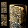 7 in 1 Metal DND Dice Set Spinner dice subitable for Dungeons & Dragons in Magnetic Iron Box（Gold）