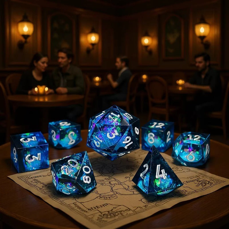 Liquid Core Resin Dice Set for DND, Dragon Eye D&D Dice, 7-Piece Polyhedral Dice for Dungeons and Dragons, TRPG, RPG, Tabletop Games, Call of Cthulhu
