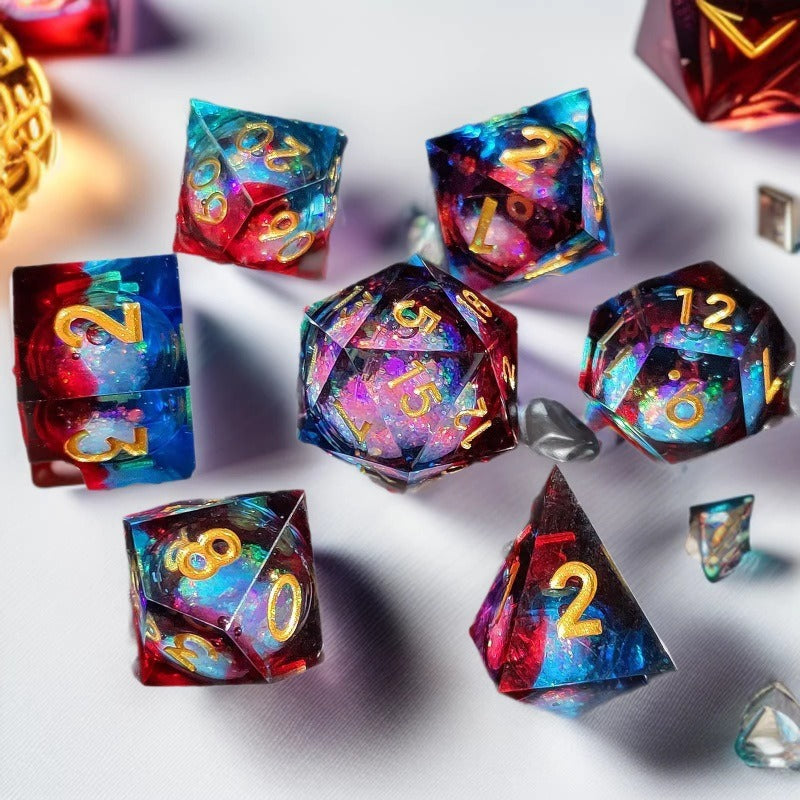 Liquid Core Resin Dice Set for DND, Dragon Eye D&D Dice, 7-Piece Polyhedral Dice for Dungeons and Dragons, TRPG, RPG, Tabletop Games, Call of Cthulhu