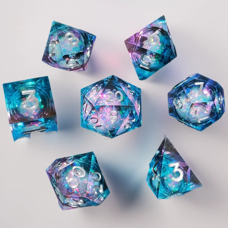 Liquid Core Resin Dice Set for DND, Dragon Eye D&D Dice, 7-Piece Polyhedral Dice for Dungeons and Dragons, TRPG, RPG, Tabletop Games, Call of Cthulhu