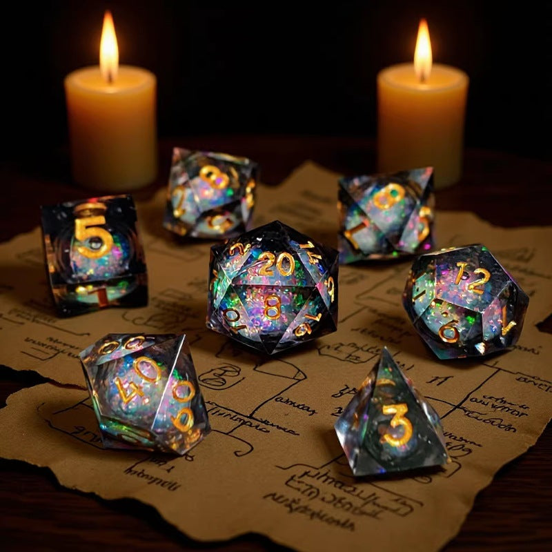 Liquid Core Resin Dice Set for DND, Dragon Eye D&D Dice, 7-Piece Polyhedral Dice for Dungeons and Dragons, TRPG, RPG, Tabletop Games, Call of Cthulhu