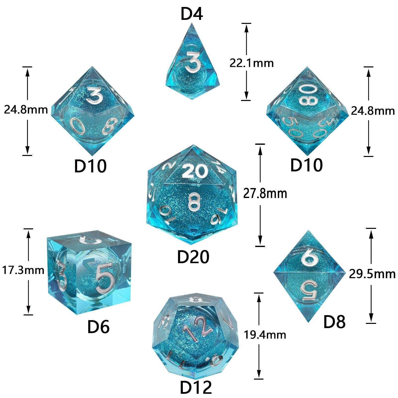 Liquid Core Resin Dice Set for DND, Dragon Eye D&D Dice, 7-Piece Polyhedral Dice for Dungeons and Dragons, TRPG, RPG, Tabletop Games, Call of Cthulhu