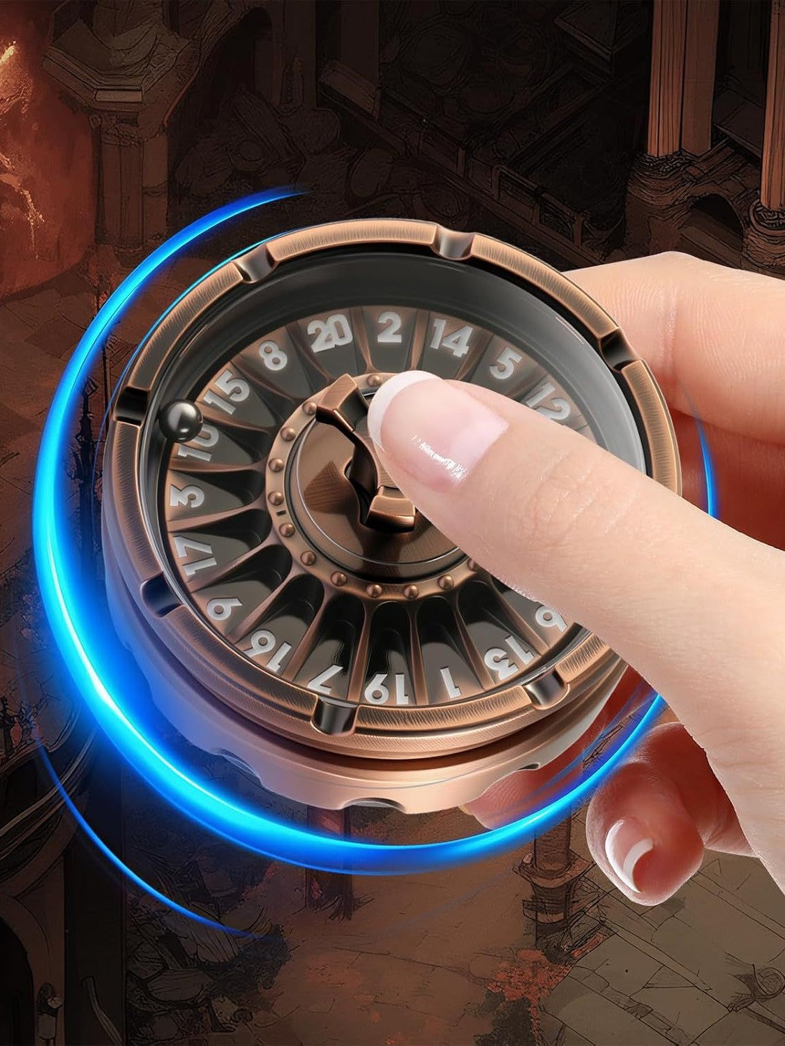 Metal Rotating D20 Dice Spinner for DND, Spin Dial D20 Die for Dungeons and Dragons, COC, Call of Cthulhu, RPG, TRPG, Tabletop Role Playing Games