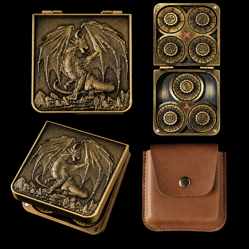 7 in 1 Metal DND Dice Set Spinner dice subitable for Dungeons & Dragons in Magnetic Iron Box（Gold）