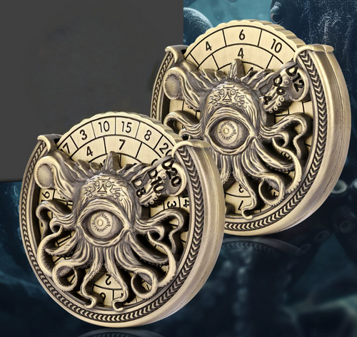 7 in 1 Spinner DND Dice Set D&D, Metal Octopus Roulette D and D Dice with Gift Box, Polyhedral Dungeons Role Playing Gaming Dice, Antique Cyan