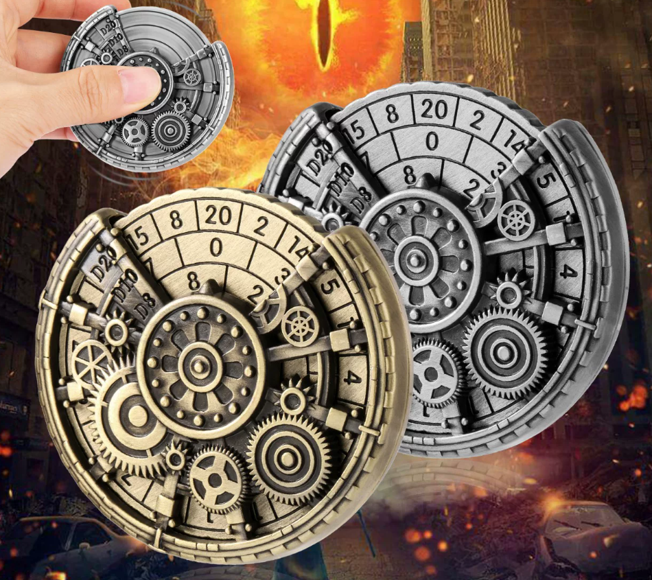 Fate Gear Metal Dice Spinner – Vintage Rotating DND Die for RPG, Tabletop Games & Fidget Play