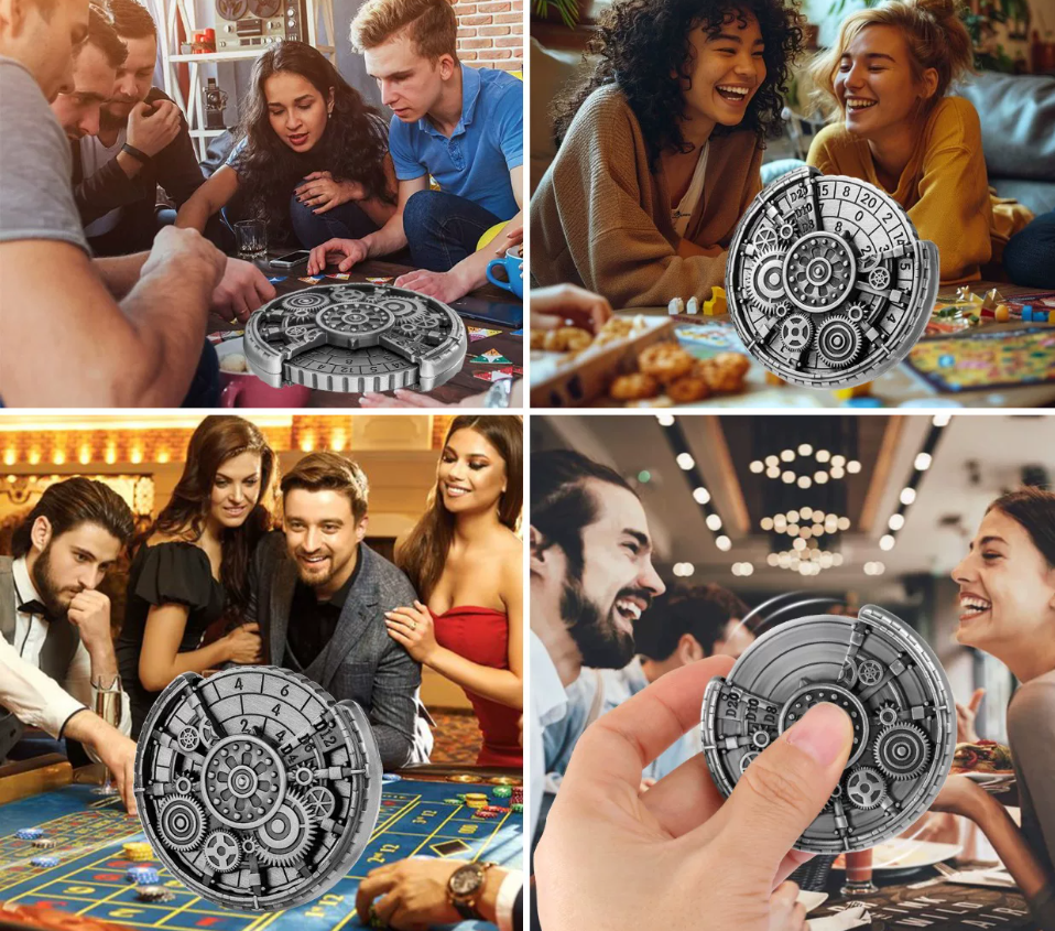 Fate Gear Metal Dice Spinner – Vintage Rotating DND Die for RPG, Tabletop Games & Fidget Play