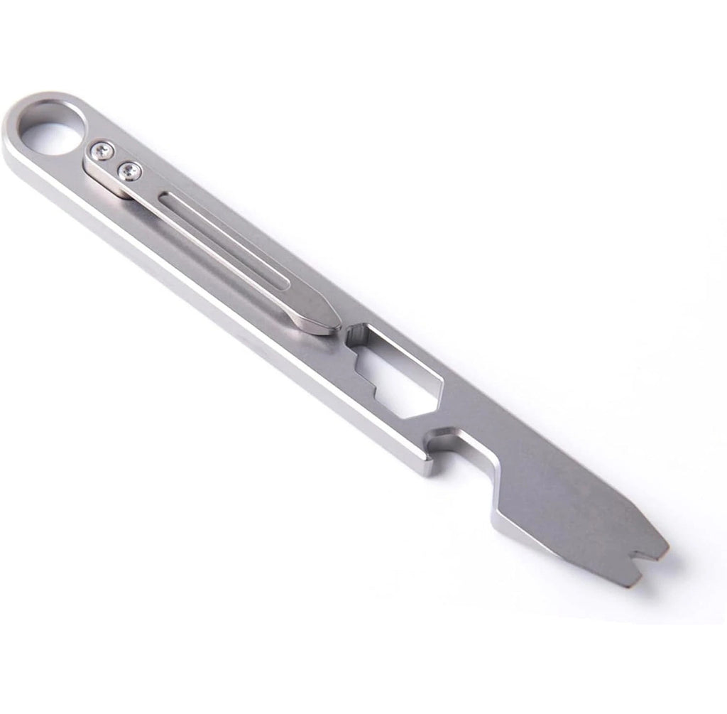 Titanium Pocket EDC Pry Bar Bottle Opener Keychain with Clip EDC Tool