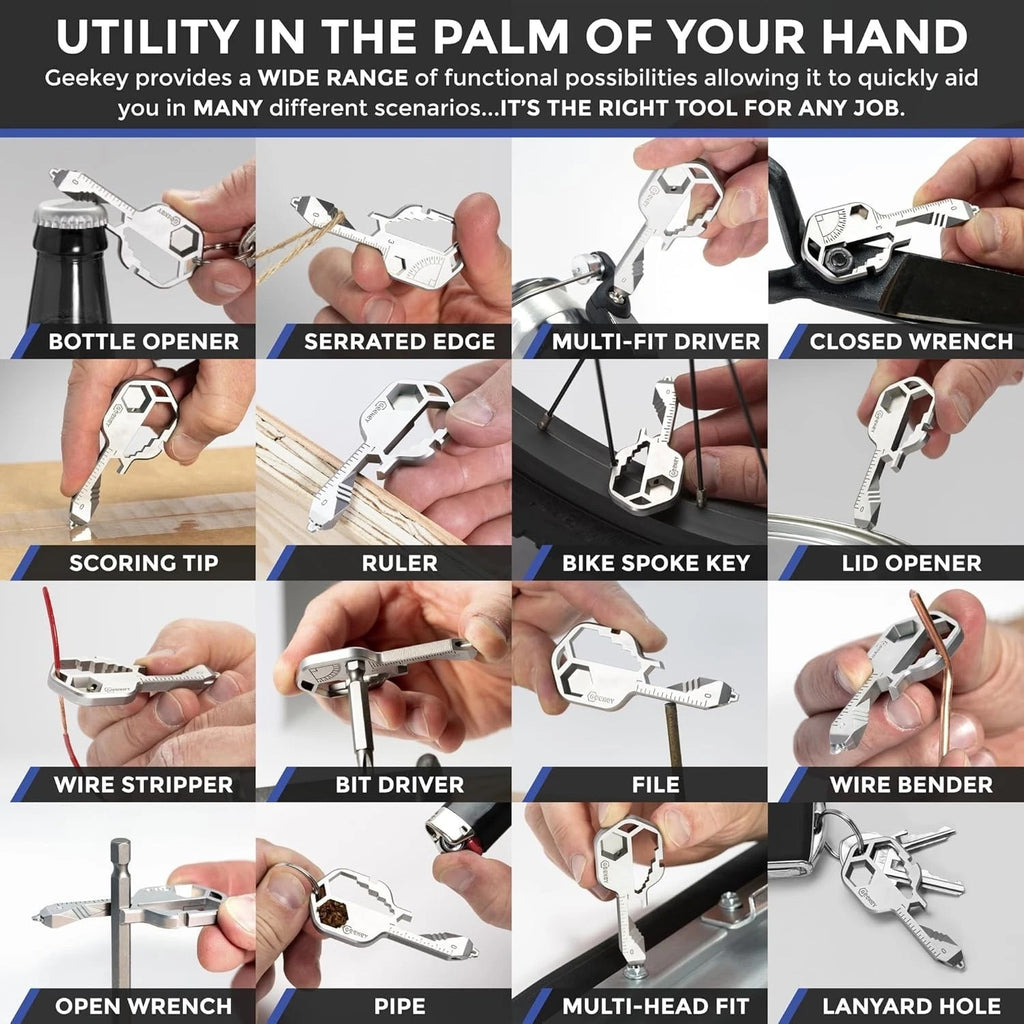 Keychain Multitool – EDC Tool with 16+ Functions | Small Bottle Opener