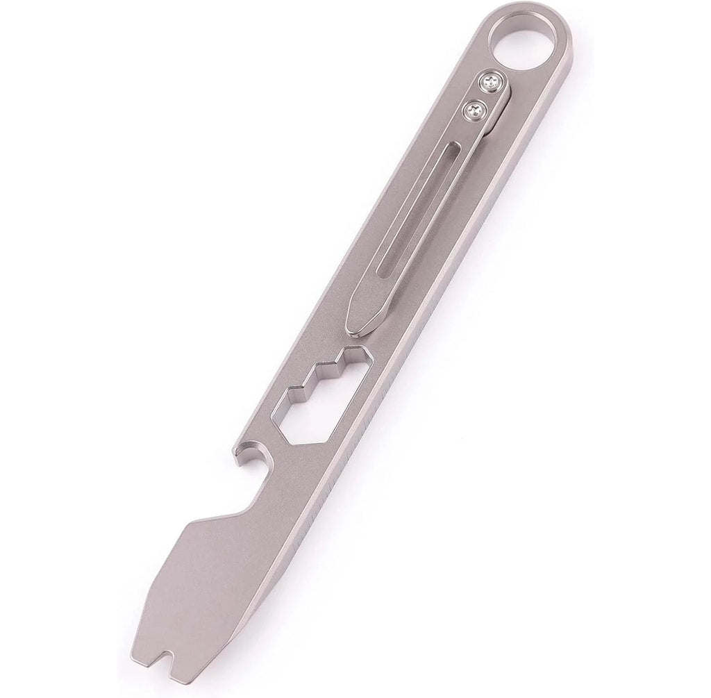 Titanium Pocket EDC Pry Bar Bottle Opener Keychain with Clip EDC Tool