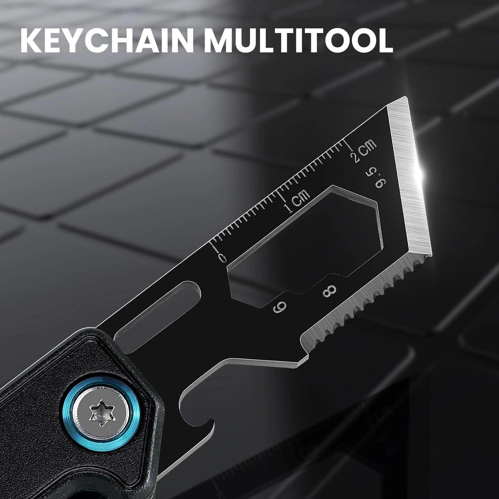 Small, All in 1 Keychain Multitool Folding Box Cutter, EDC Keychain Knife