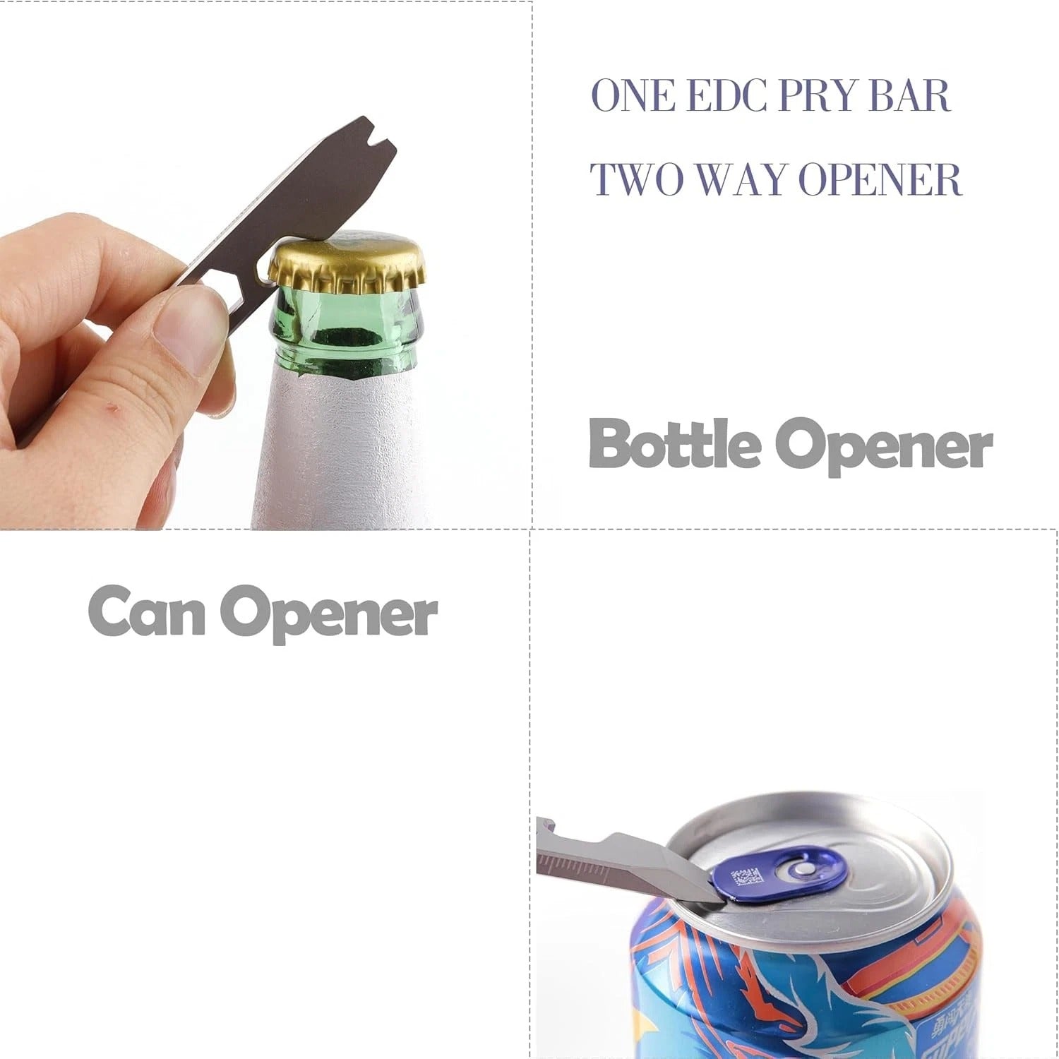Titanium Pocket EDC Pry Bar Bottle Opener Keychain with Clip EDC Tool
