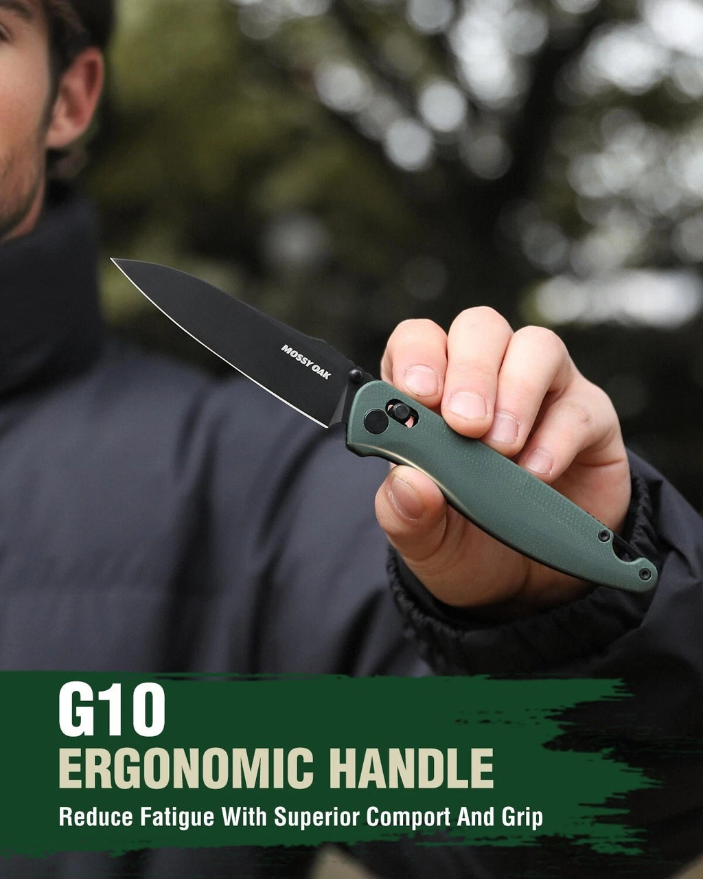 Folding Pocket Knife, 3.54" D2 Steel Blade w/G10 Handle EDC with Pocket Clip