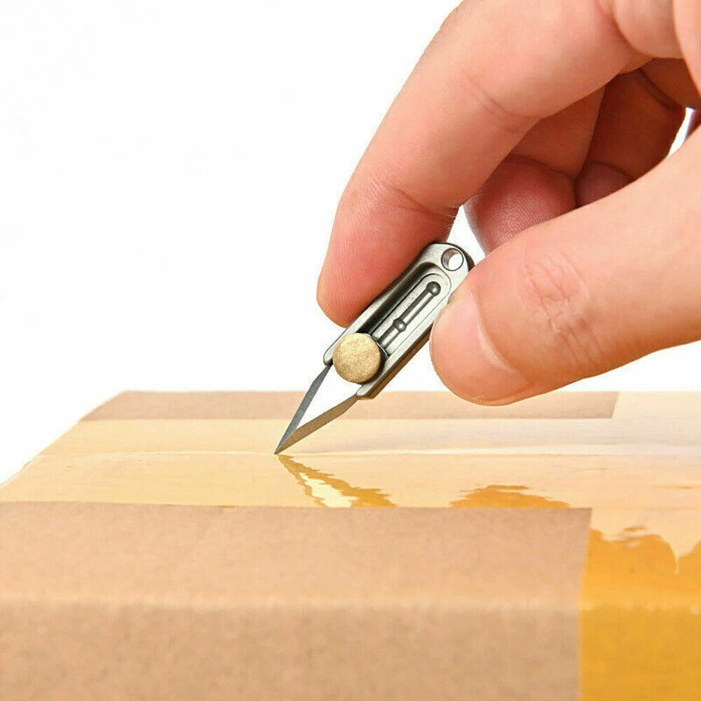 Titanium Alloy Brass Mini Knife Blade Survival Escape Key Chain Pendant EDC TOOL