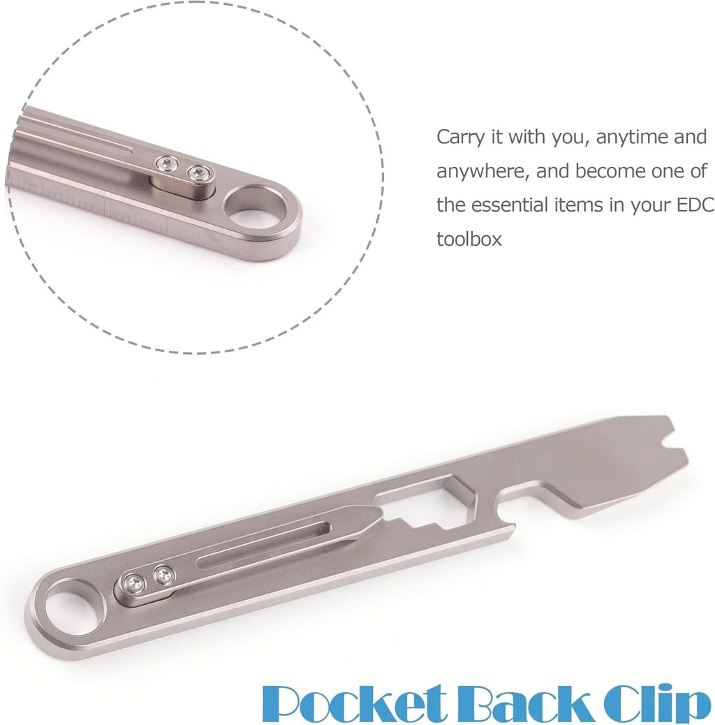 Titanium Pocket EDC Pry Bar Bottle Opener Keychain with Clip EDC Tool