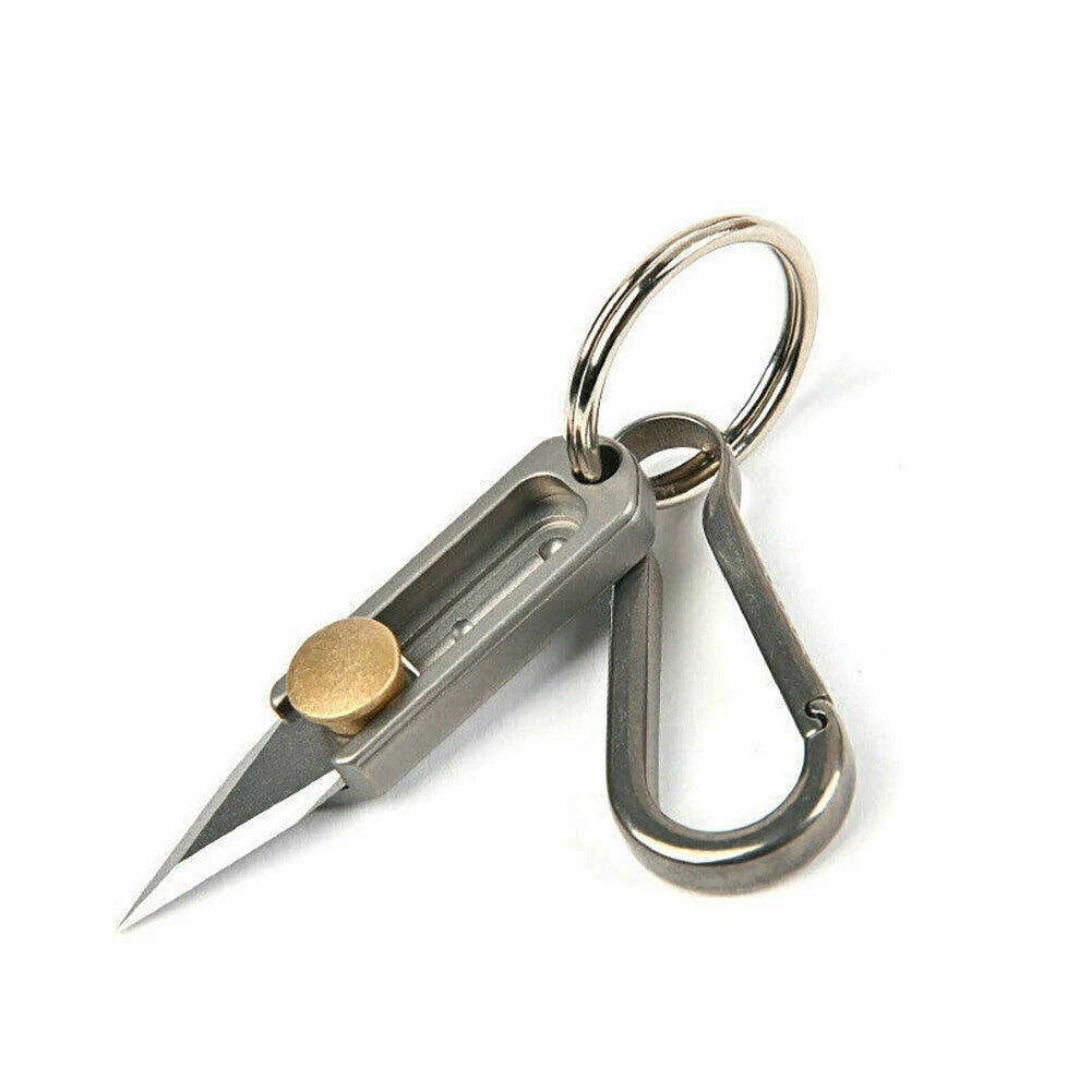 Titanium Alloy Brass Mini Knife Blade Survival Escape Key Chain Pendant EDC TOOL