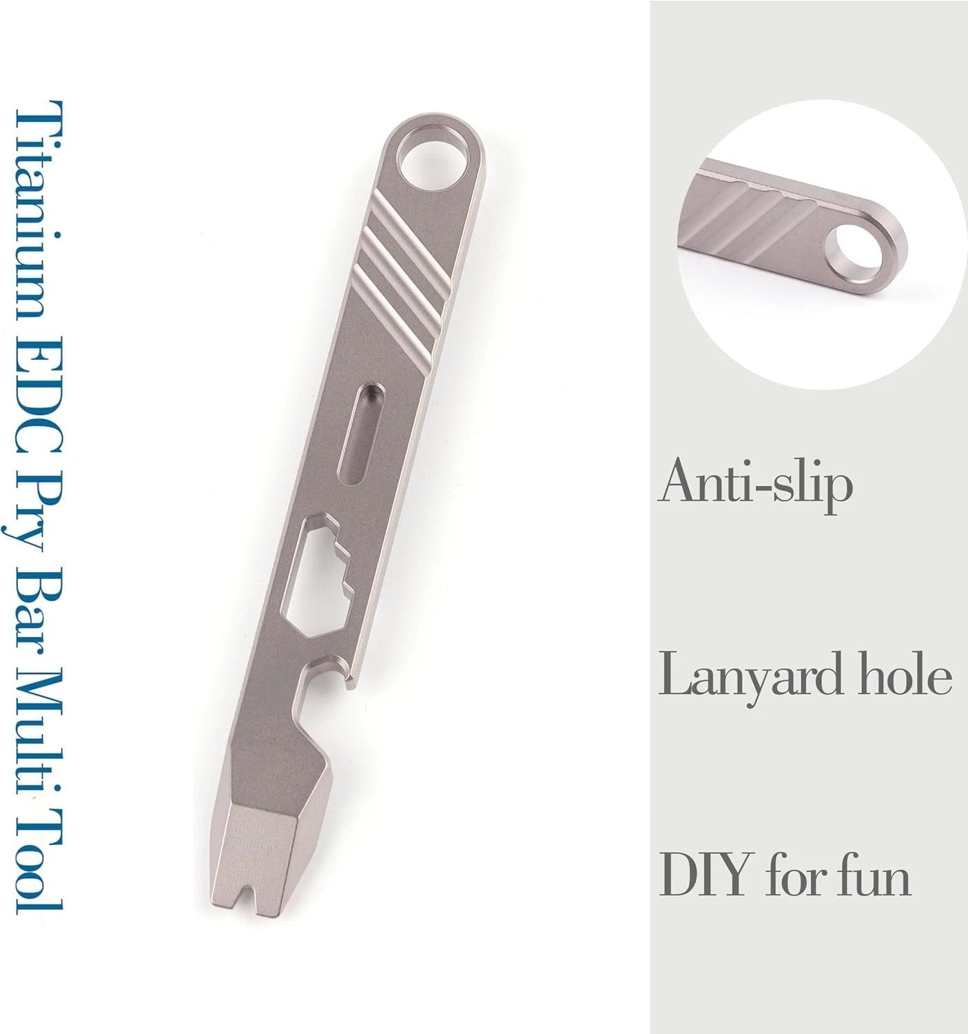 Titanium Pocket EDC Pry Bar Bottle Opener Keychain with Clip EDC Tool
