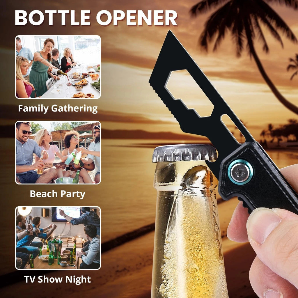 Small, All in 1 Keychain Multitool Folding Box Cutter, EDC Keychain Knife