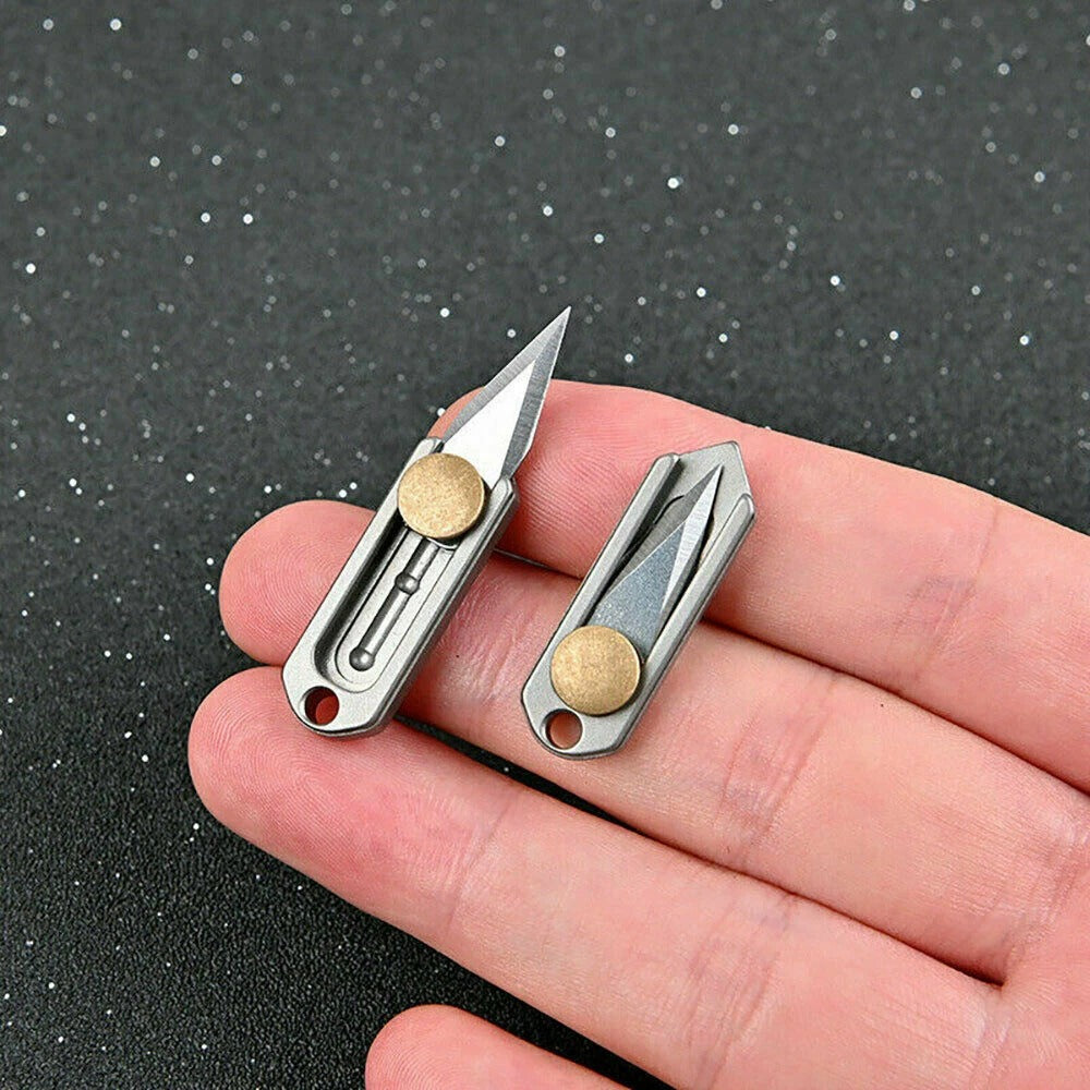 Titanium Alloy Brass Mini Knife Blade Survival Escape Key Chain Pendant EDC TOOL