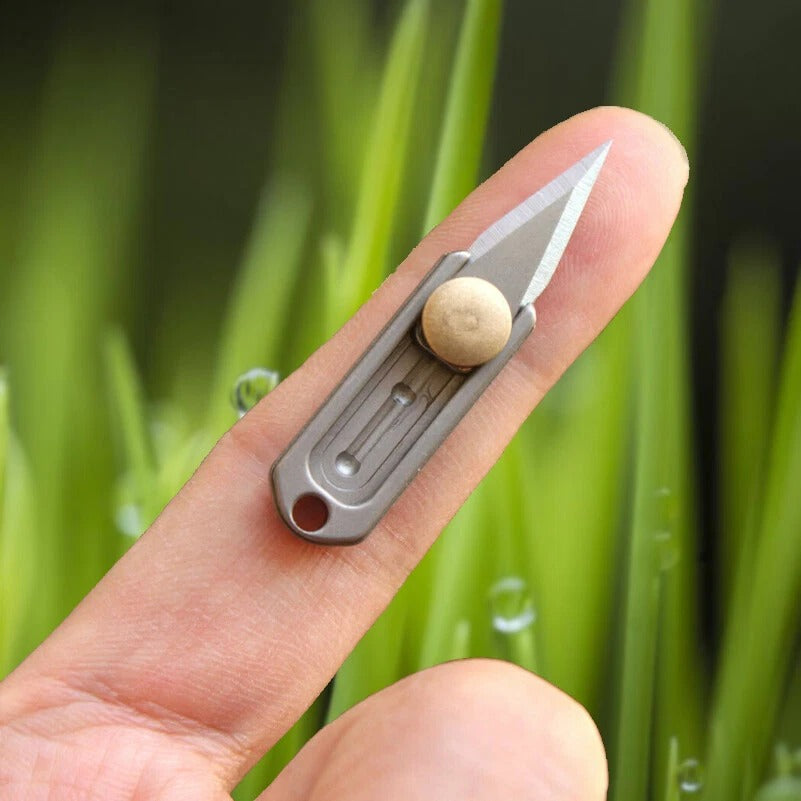 Titanium Alloy Brass Mini Knife Blade Survival Escape Key Chain Pendant EDC TOOL